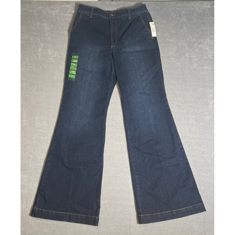 Gloria Vanderbilt Womens Hi Rise Trouser Flare Jeans Indigo Blue Size 10 NWT